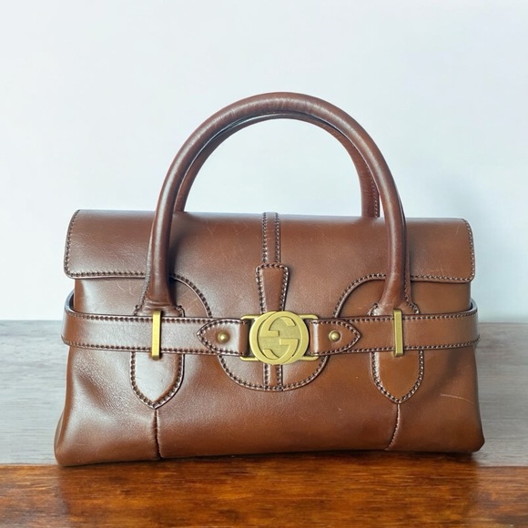 Vintage Gucci GG Reins Satchel Purse - Picture 1 of 9